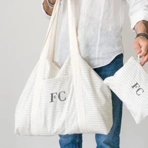 Set uomo borsa spiaggia + borsello a righe