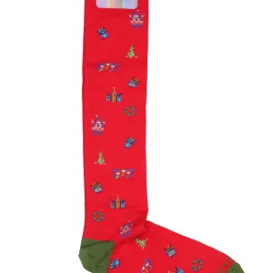 Calzini Uomo Lungo Fantasia Rosso