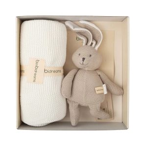 Set Regalo Coperta Bianca + Peluche Coniglio Beige – Bimbidreams