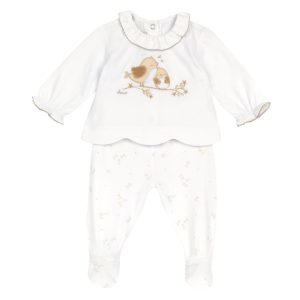 COMPLETO MAGLIA M/L E PANTALONE B.CO E GLITTER – CHICCO