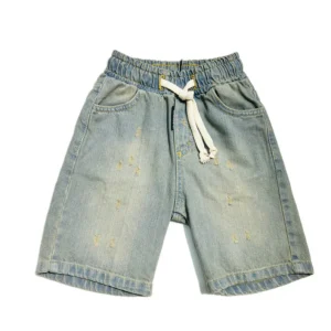 Rebel Bermuda Neonato Jeans Sabbiato con Elastico in vita