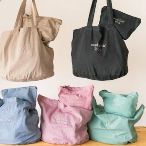 Borsa + Pochette Mare "Cinque Terre" con ricamo personalizzato