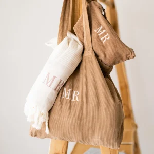 Set Telo Mare + Borsa + Pochette Mare "Cala Brandinchi" con ricamo personalizzato