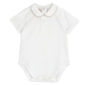 Maglia Body M/C Bianco con bordo Beige – Chicco
