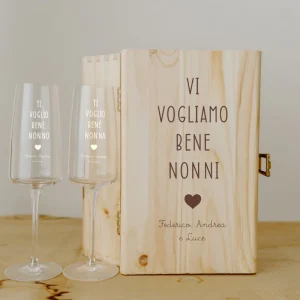 Scatola in legno + Bicchieri Festa dei Nonni