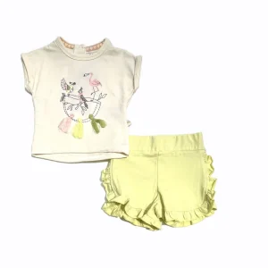Completo Dirkje Neonata con Short e T-shirt Nappe e Volant