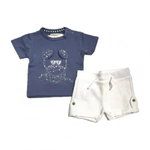 Completo Dirkje Neonato Short e Maglia Cotone con dettaglio rilievo