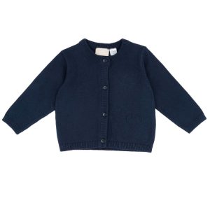 Cardigan Scollo Tondo in Maglia Blu – Chicco