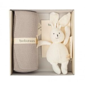Set Regalo Coperta Beige + Peluche Coniglio Bianco – Bimbidreams
