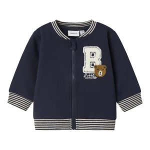 FELPA GARZATA CON ZIP E POSINI RIGATI BLU – Name it