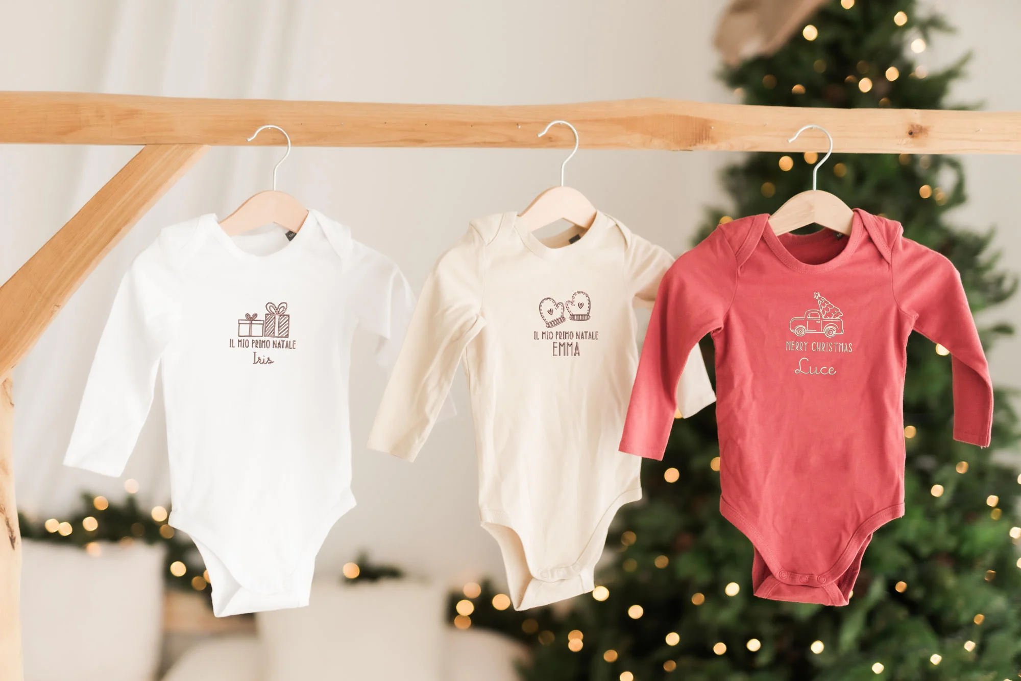 Body Manica Lunga Ricamato Bambino Natale