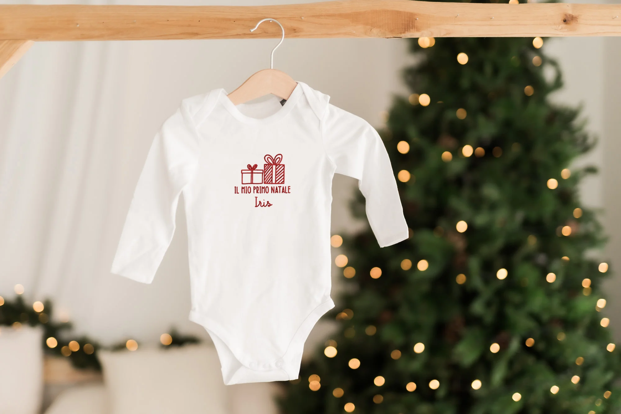 Body Manica Lunga Ricamato Bambino Natale - immagine 4