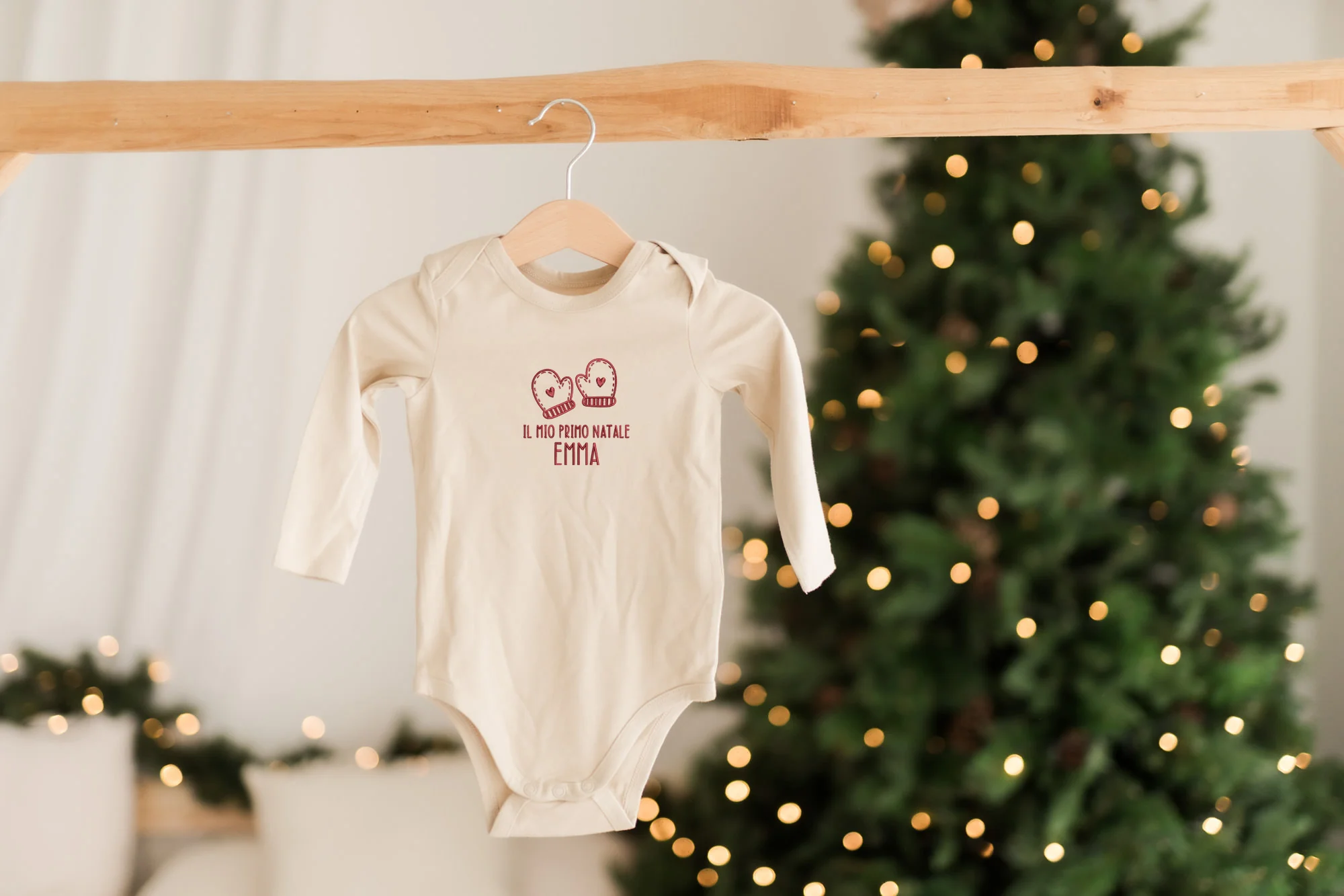 Body Manica Lunga Ricamato Bambino Natale - immagine 3