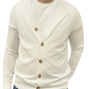 Cardigan Uomo scollo v raglan Bianco