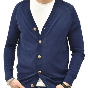 Cardigan Uomo scollo v raglan Blu