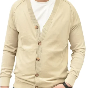 Cardigan Uomo scollo v raglan Beige