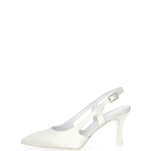 Decolletè sposa aperto al tallone bianco seta Chiara Firenze