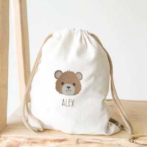 Sacca cambio in tessuto riciclato ricamata