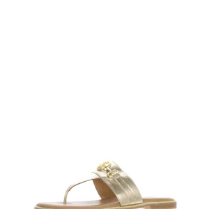 Sandalo infradito in pelle nero o platino Tamaris